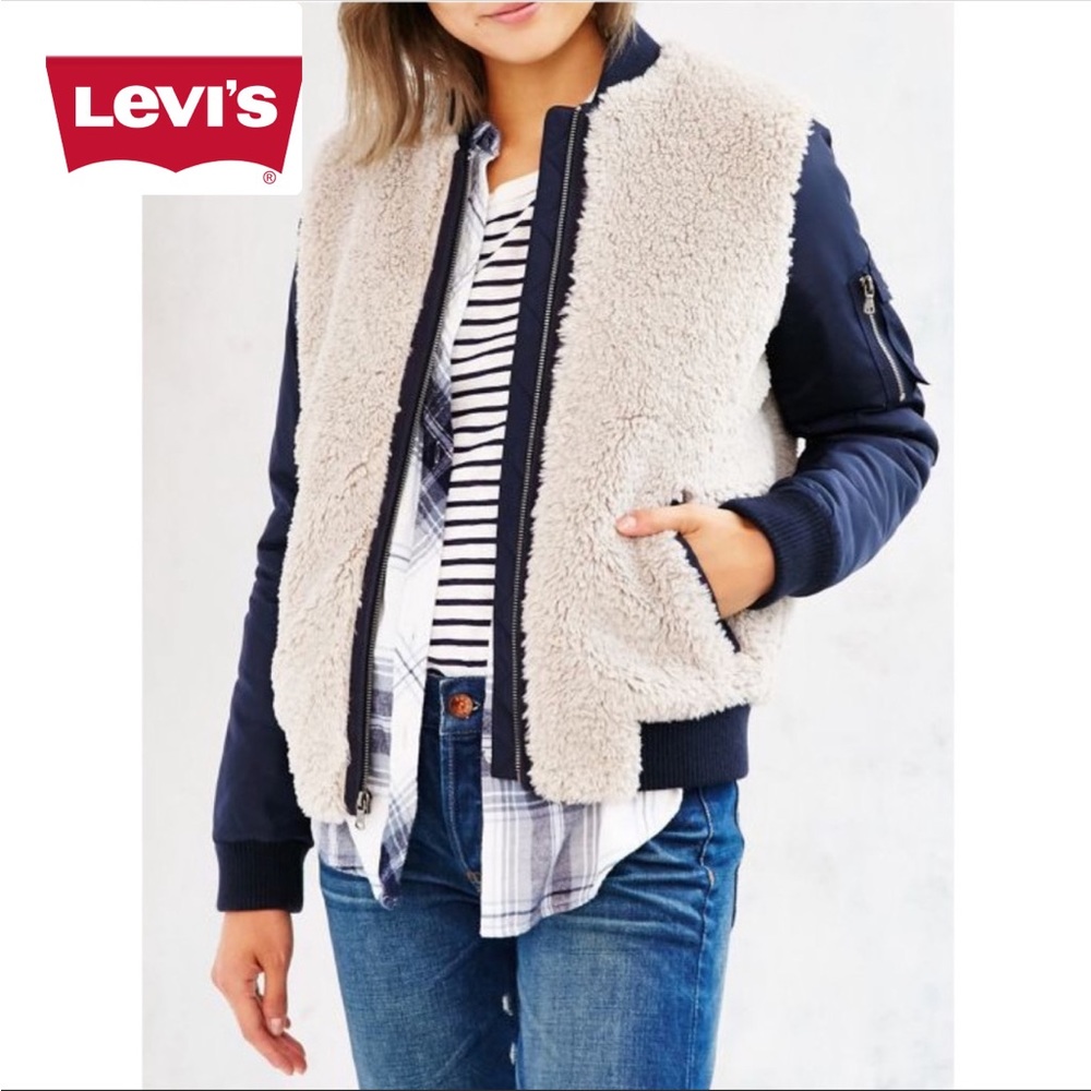 LEVI’S - Sherpa Varsity jacket Blue Grey, S - Picture 1 of 8